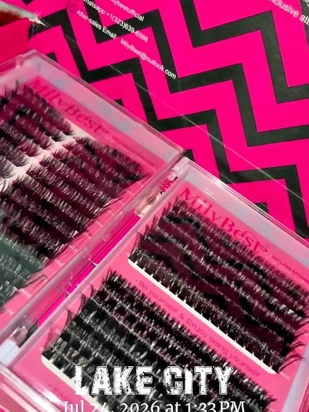 MilyBest DIY Eyelash Extensions Cluster Lashes Tray Black & Pink